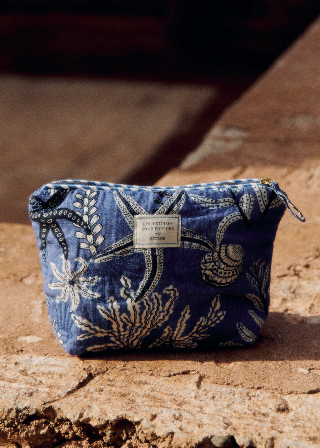 Trousse de toilette - Sézane x Inoui Editions - Imprimé Coquillages Bleu