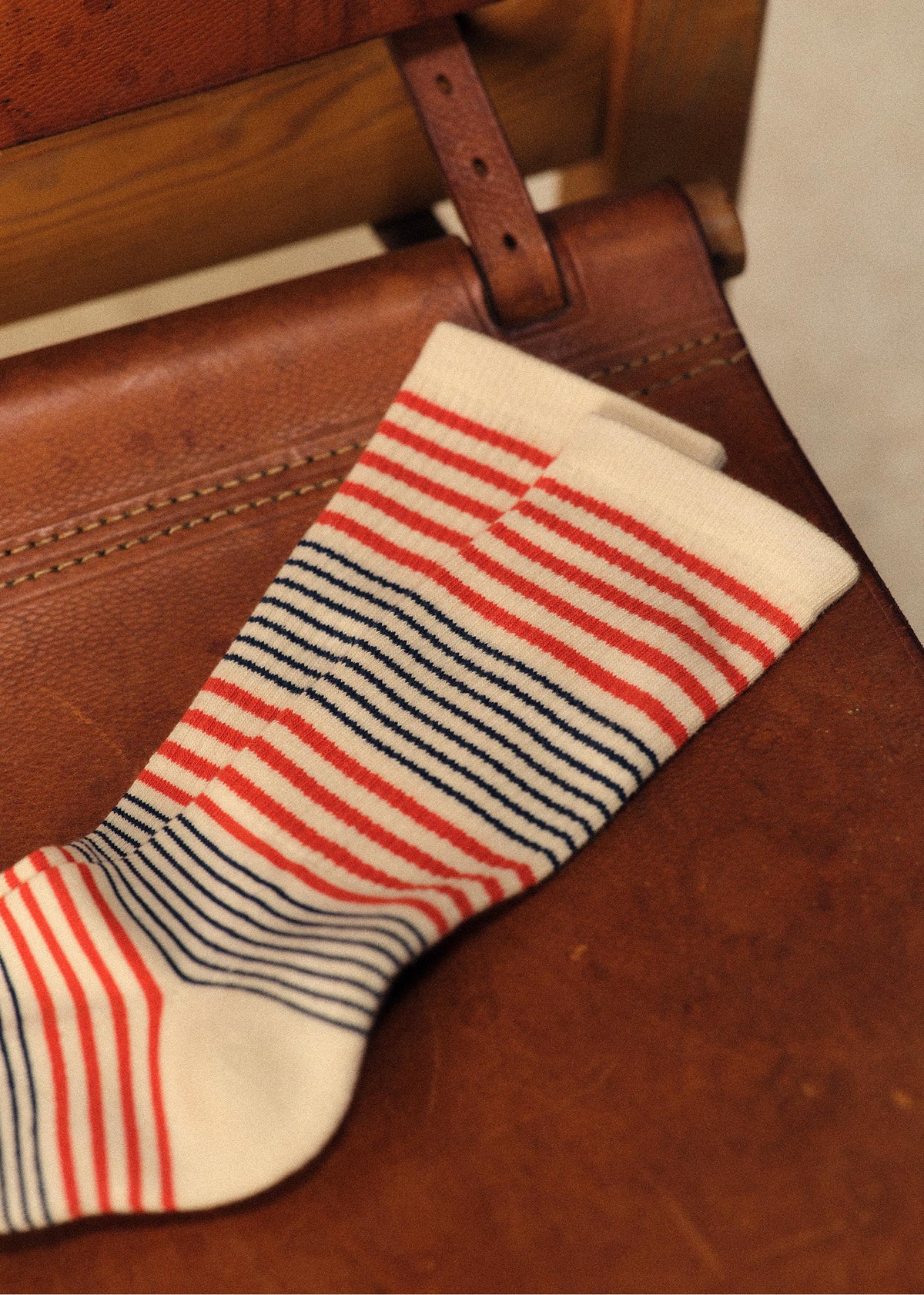 Chaussettes Mouss - Écru / Bleu / Rouille