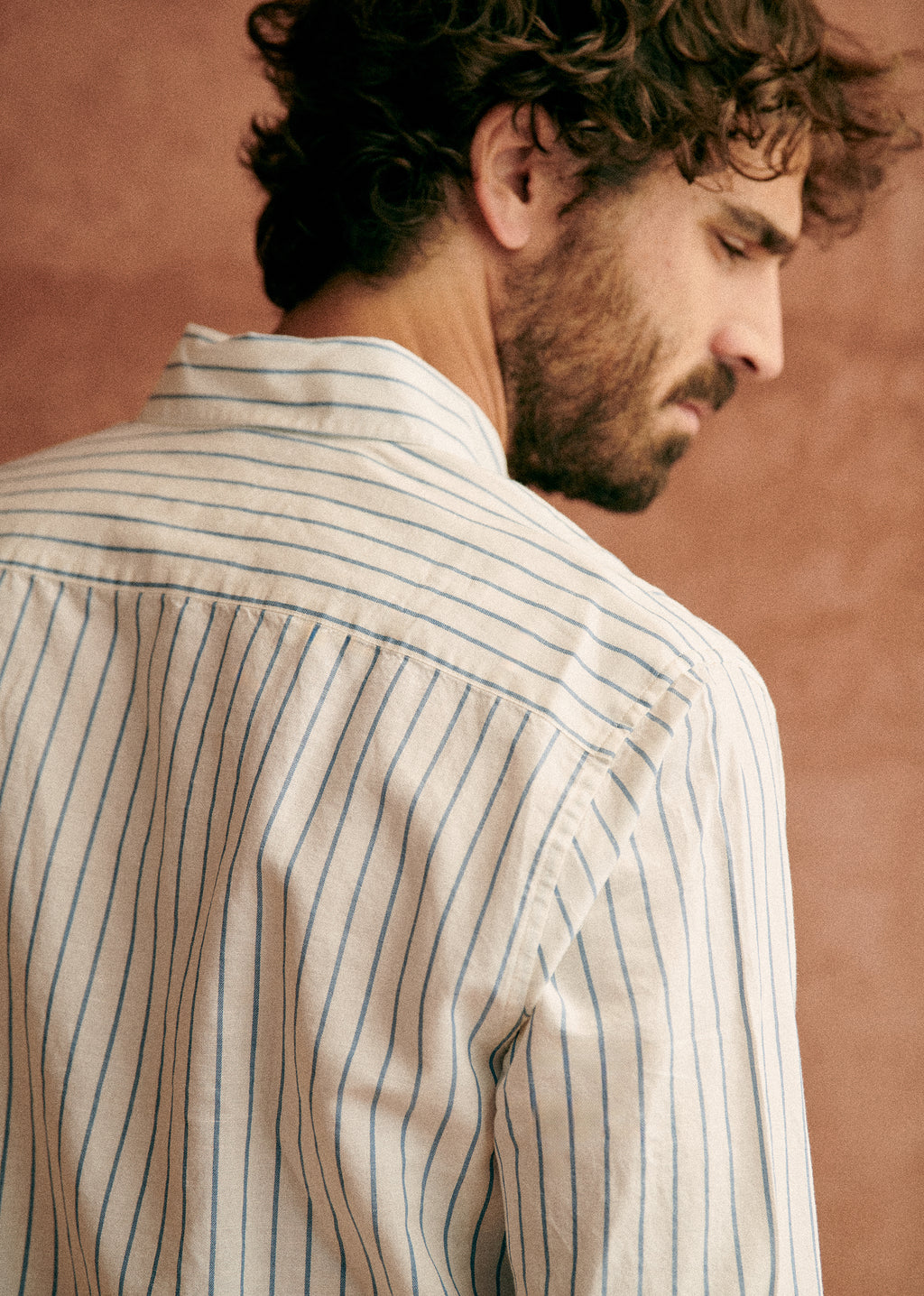 Chemise Charlie Coton Lin - Blanc Rayures Bleues