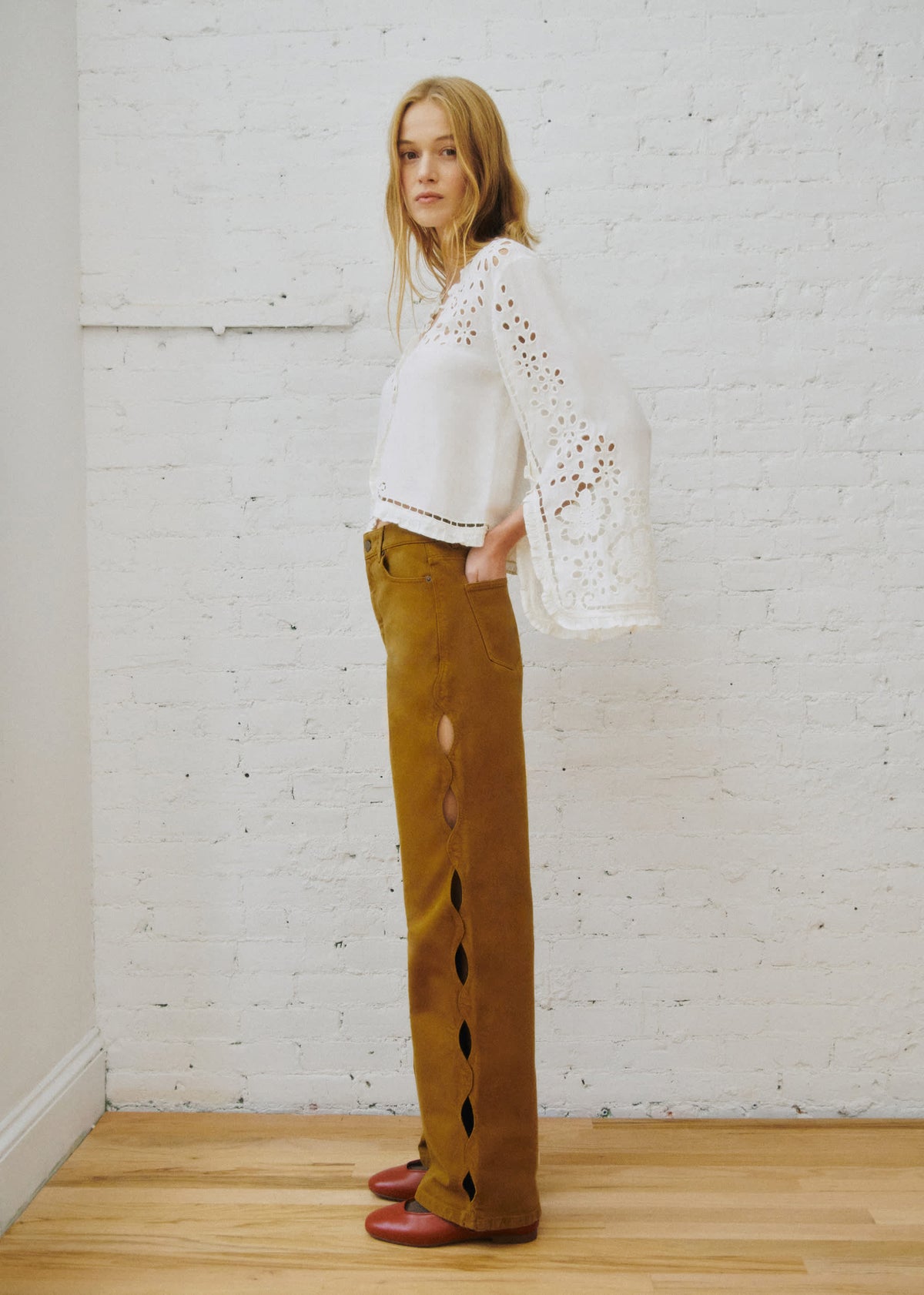 Pantalon Valentin - Sézane x SEA NY - Broderie Mordoré