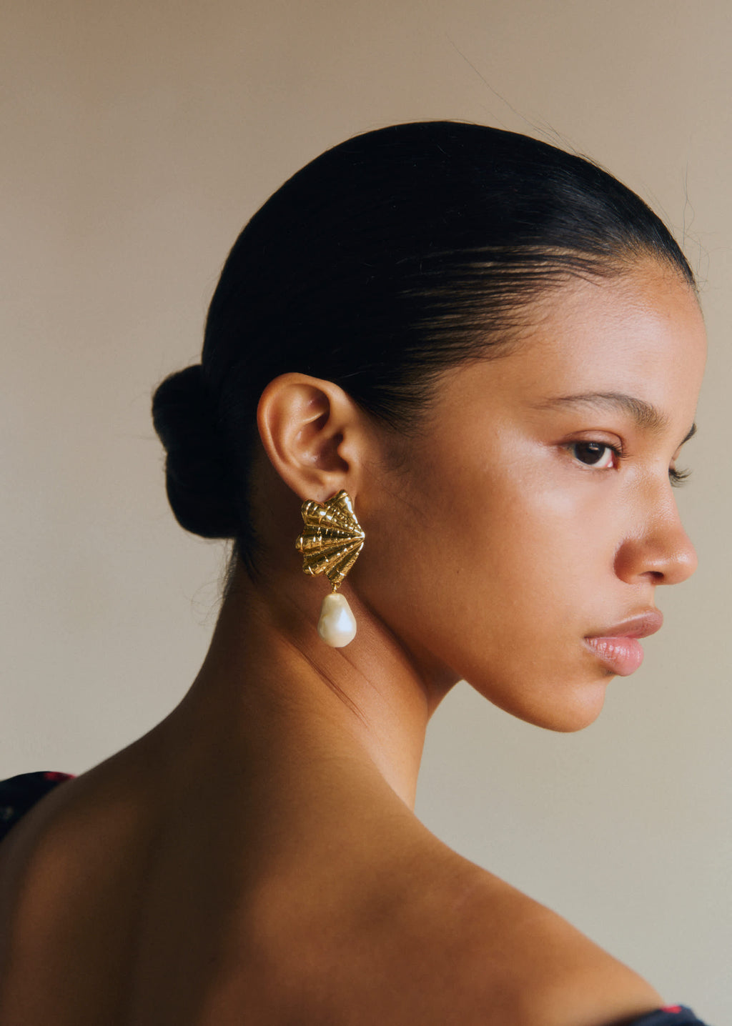 Boucles d'oreilles Colombe - Ecru Doré