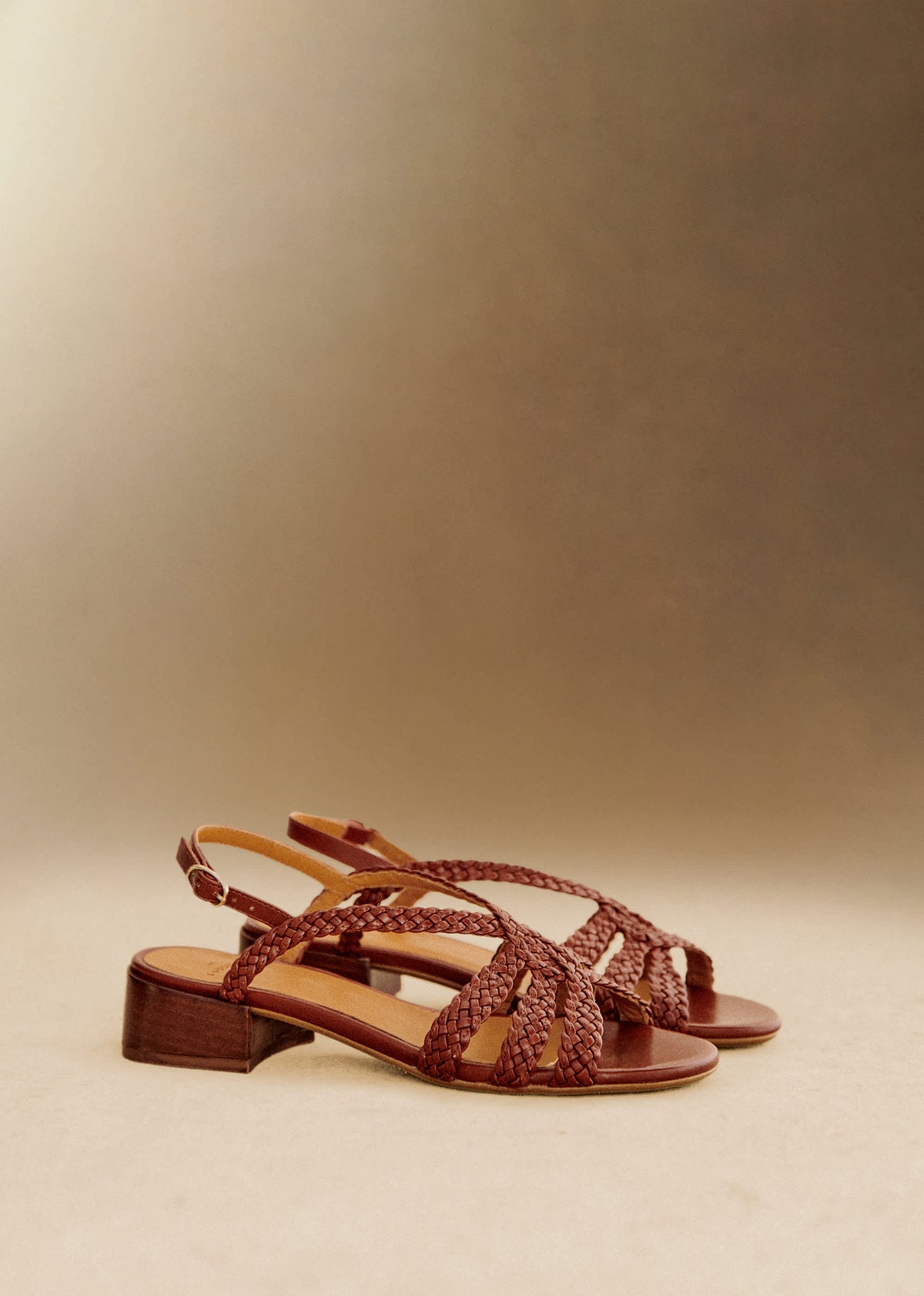 Sandales Low Rosa - Cuir Naturel Lisse Tressé