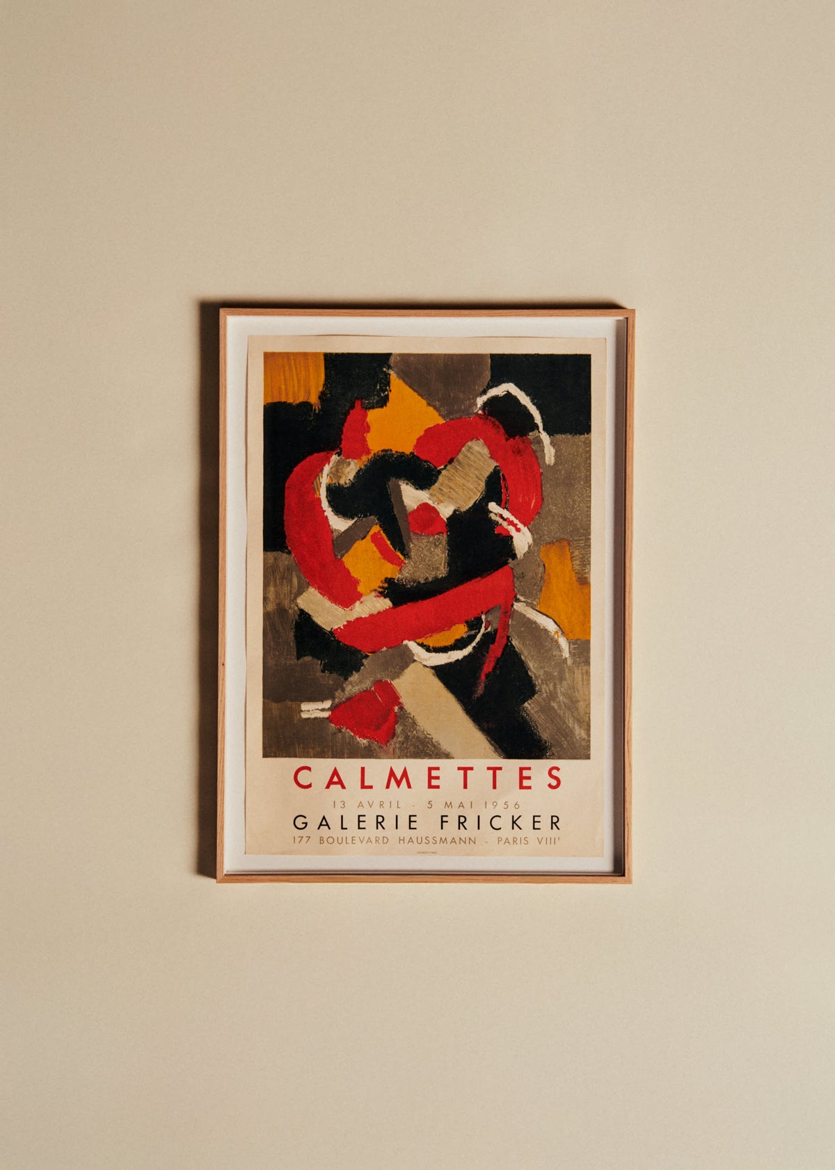Affiche Galerie Fricker, Calmettes, 1956 - 51 x 70,5cm