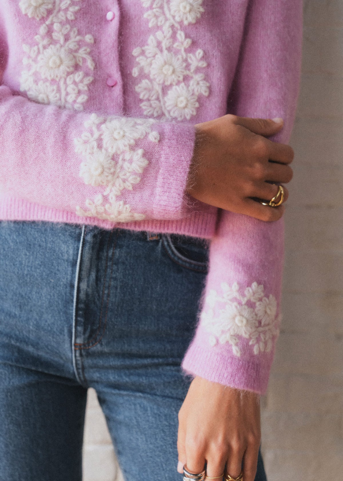 Gilet Laurine - Sézane x Sea NY - Lilas Broderies Écru