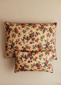 Coussin vintage velours bordeaux - Petit modèle - Imprimé Champêtre
