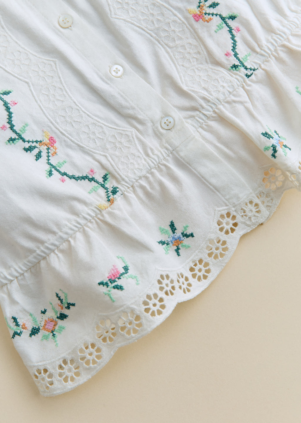Chemise Henria - Sézane x SEA NY - Broderie Contrastée Mini Multico Fond Écru