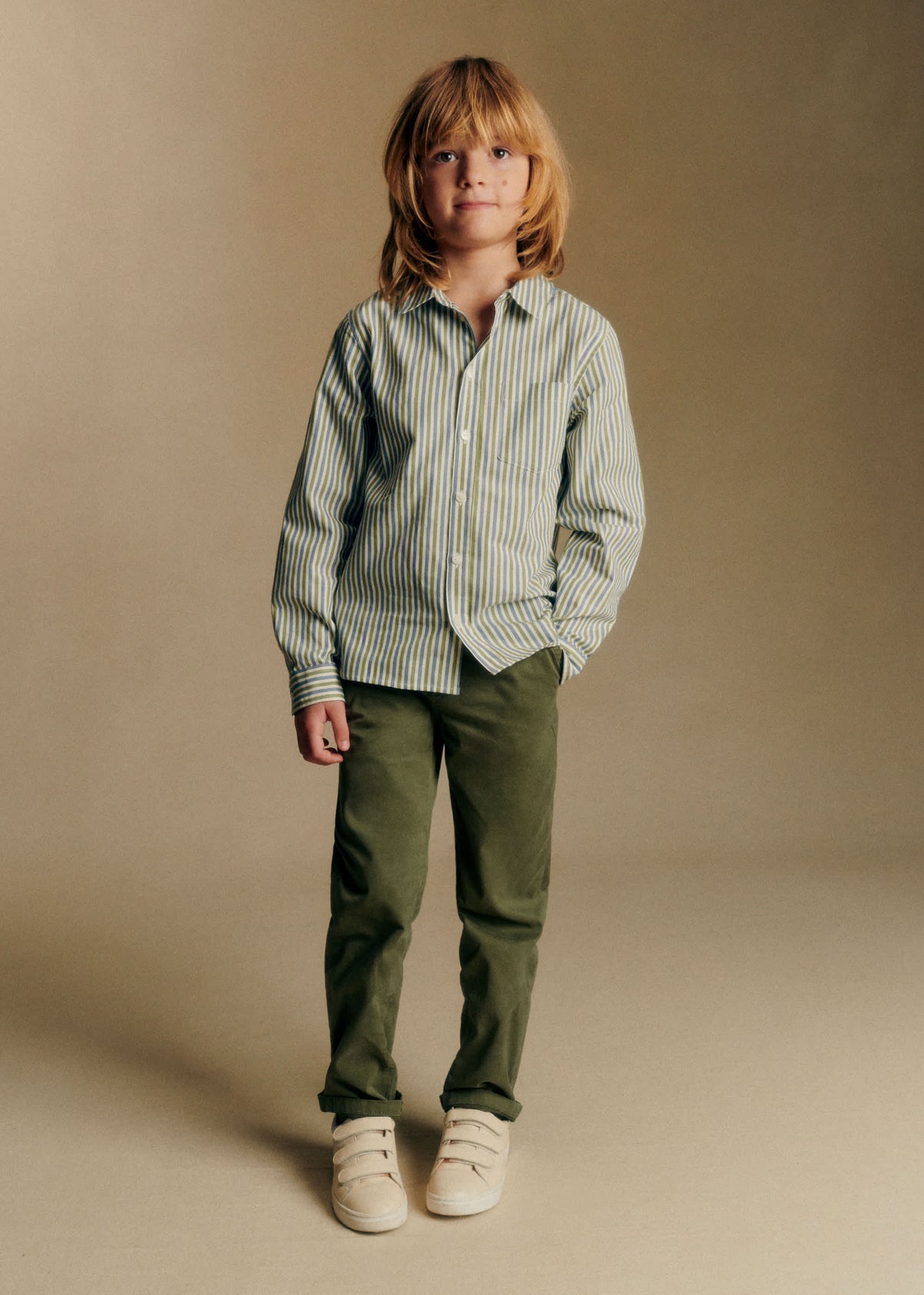Chemise Tom - Rayure Kaki / Bleu