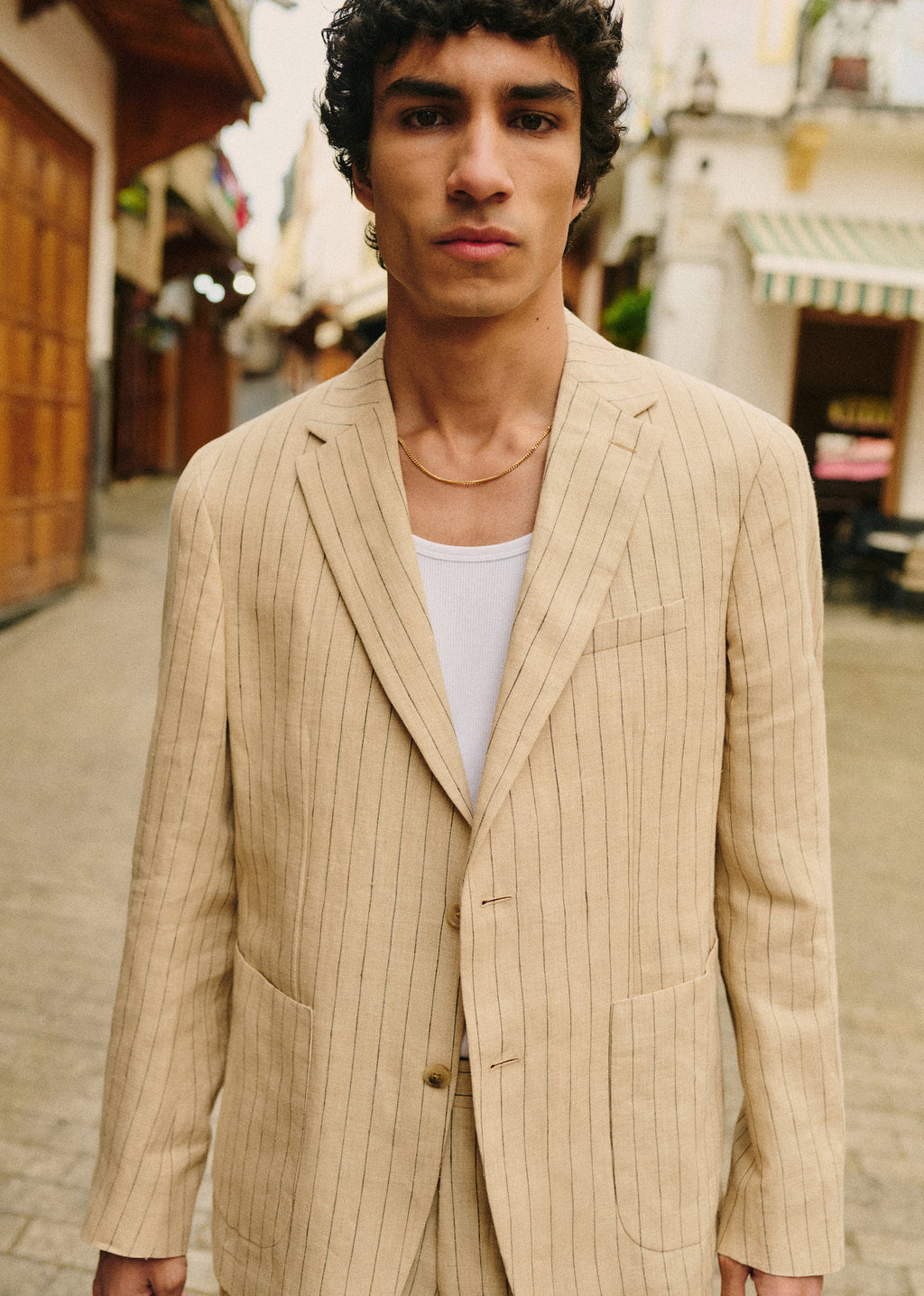 Veste Kale - Beige Rayures Fines Marron
