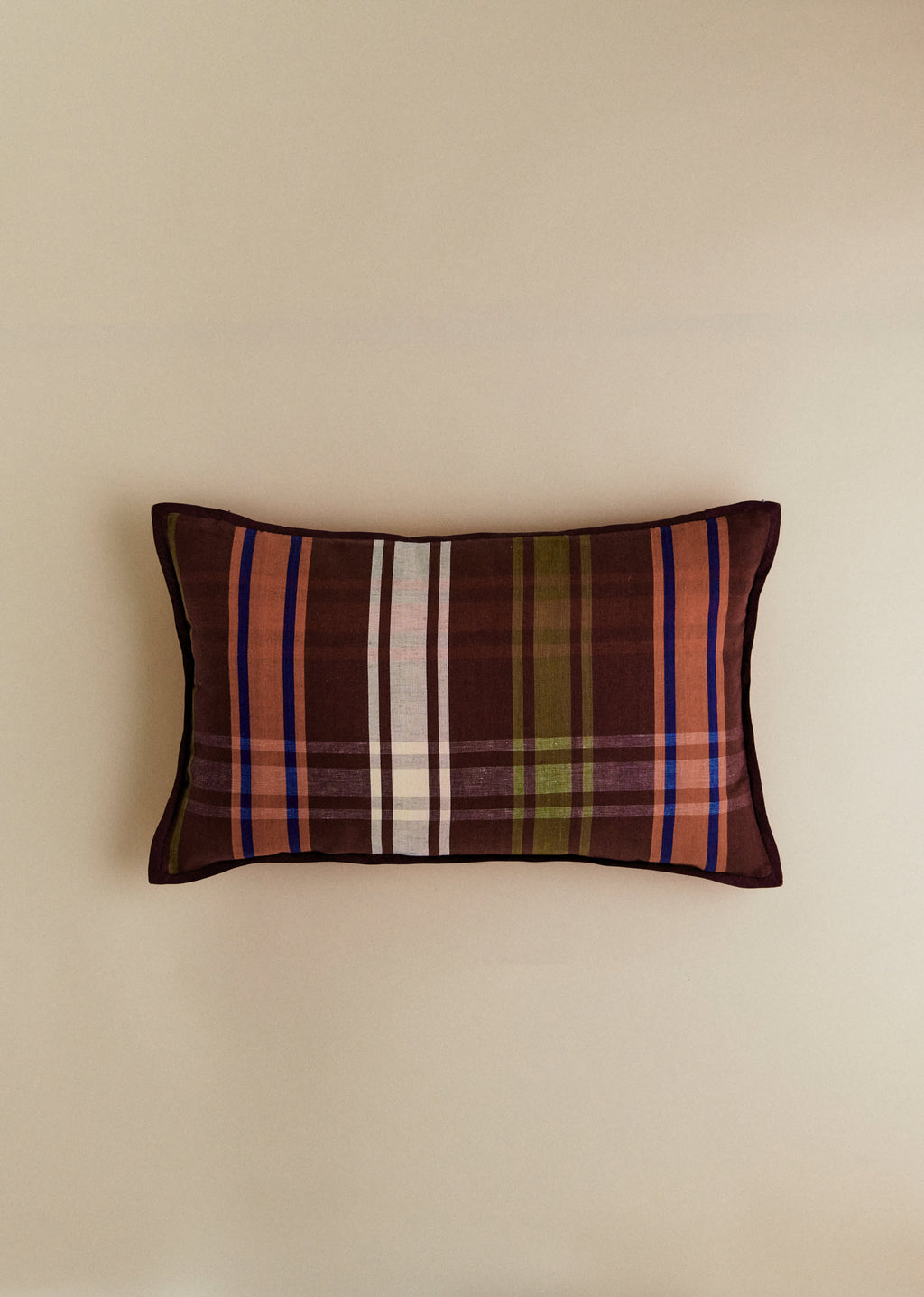 Coussin Tissé - Petit modèle - Carreaux Chocolat et Blush