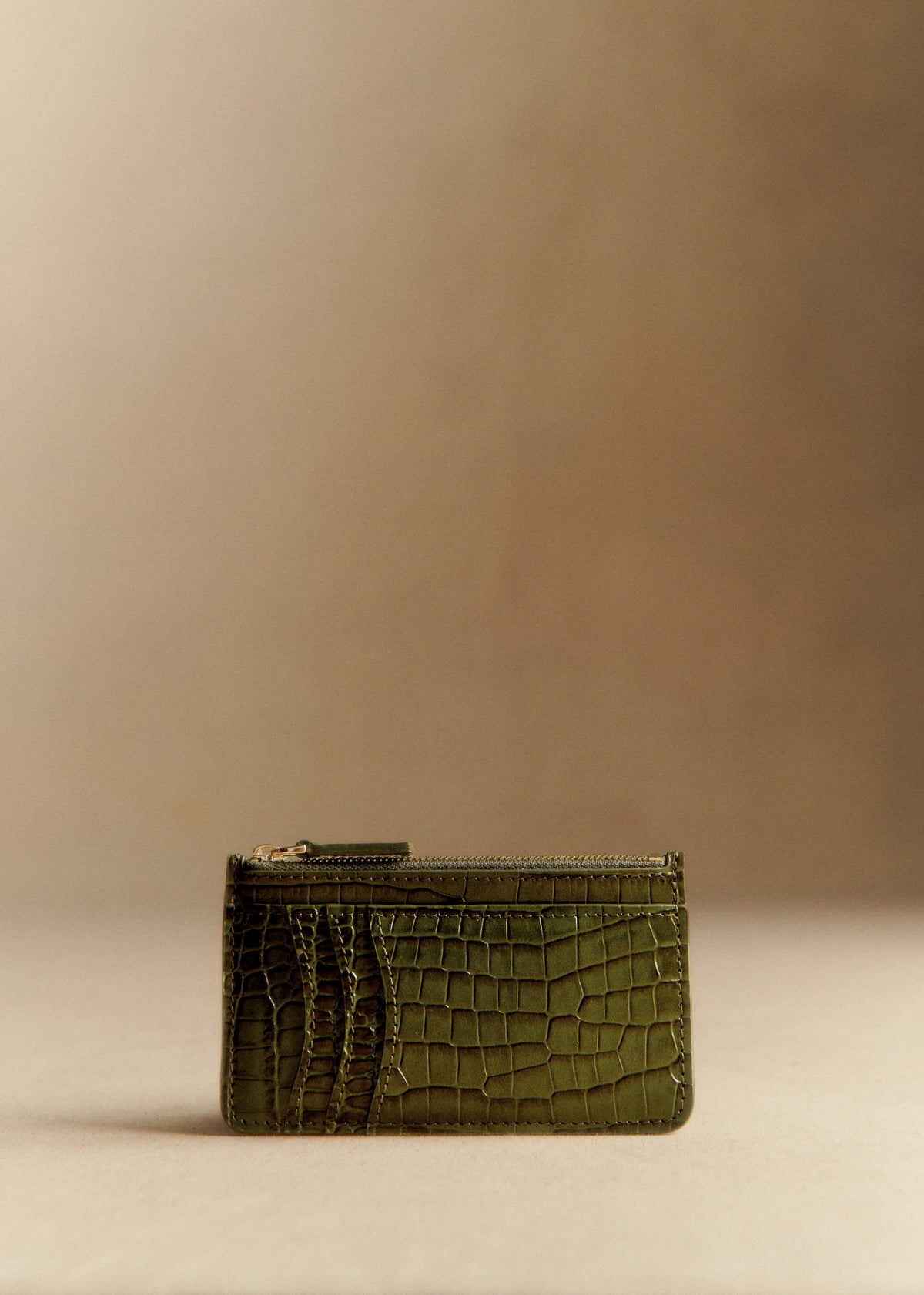 Porte-cartes Grand Alfred - Kaki Croco