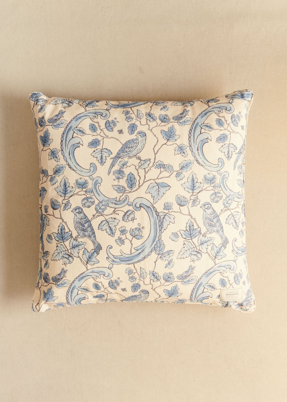 Coussin - Sézane x Antoinette poisson - Imprimé Oiseaux Bleus