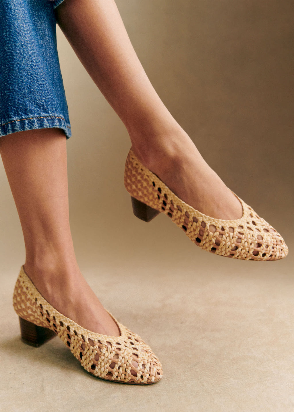 Escarpins Anya - Raphia Naturel Tressé