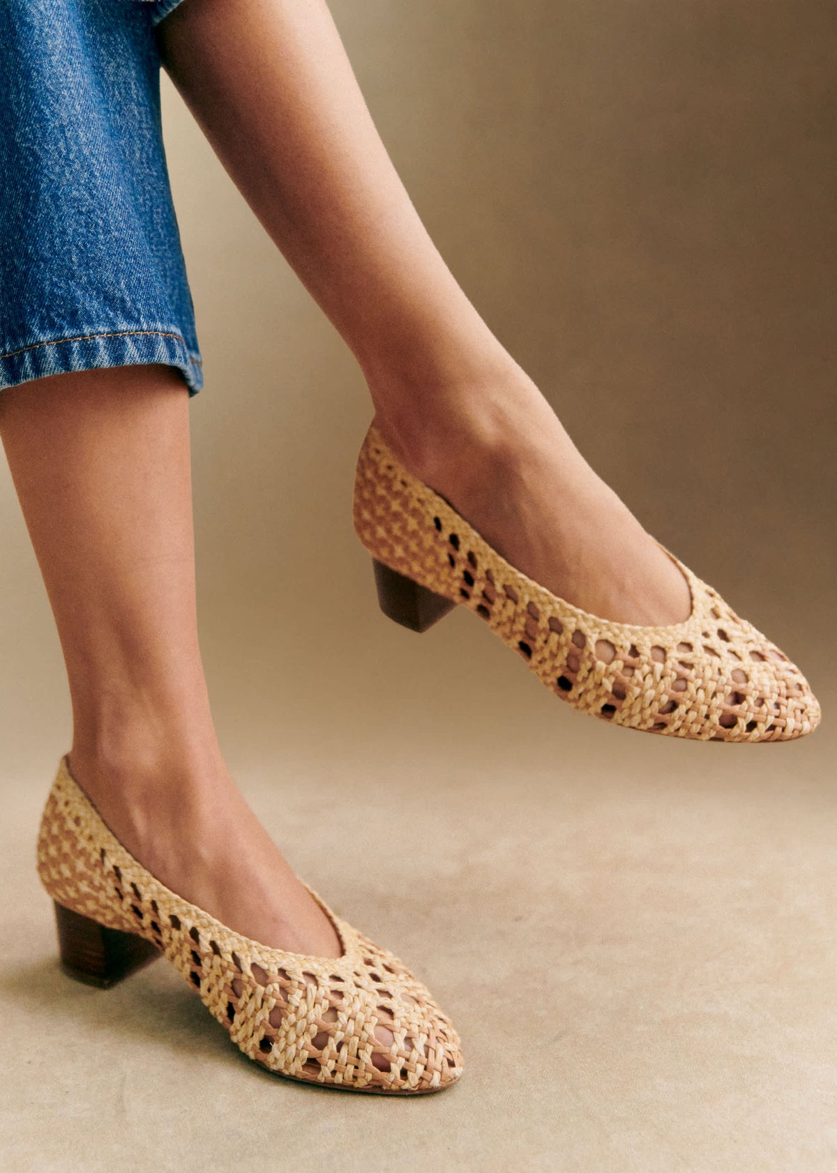 Escarpins Anya - Raphia Naturel Tressé
