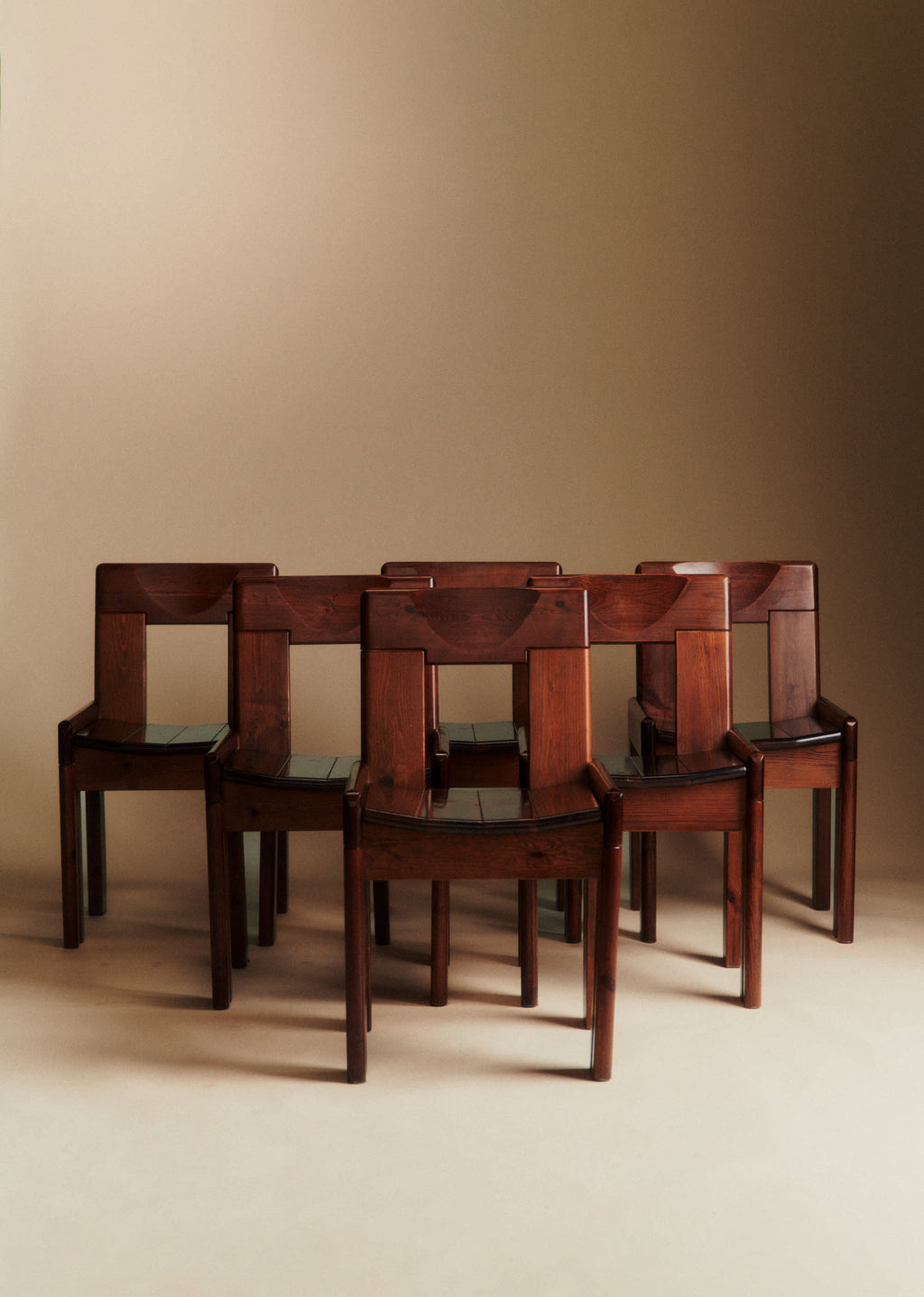 Lot de 6 chaises Silvio Coppola pour Roche Bobois années 1970 - Pin massif