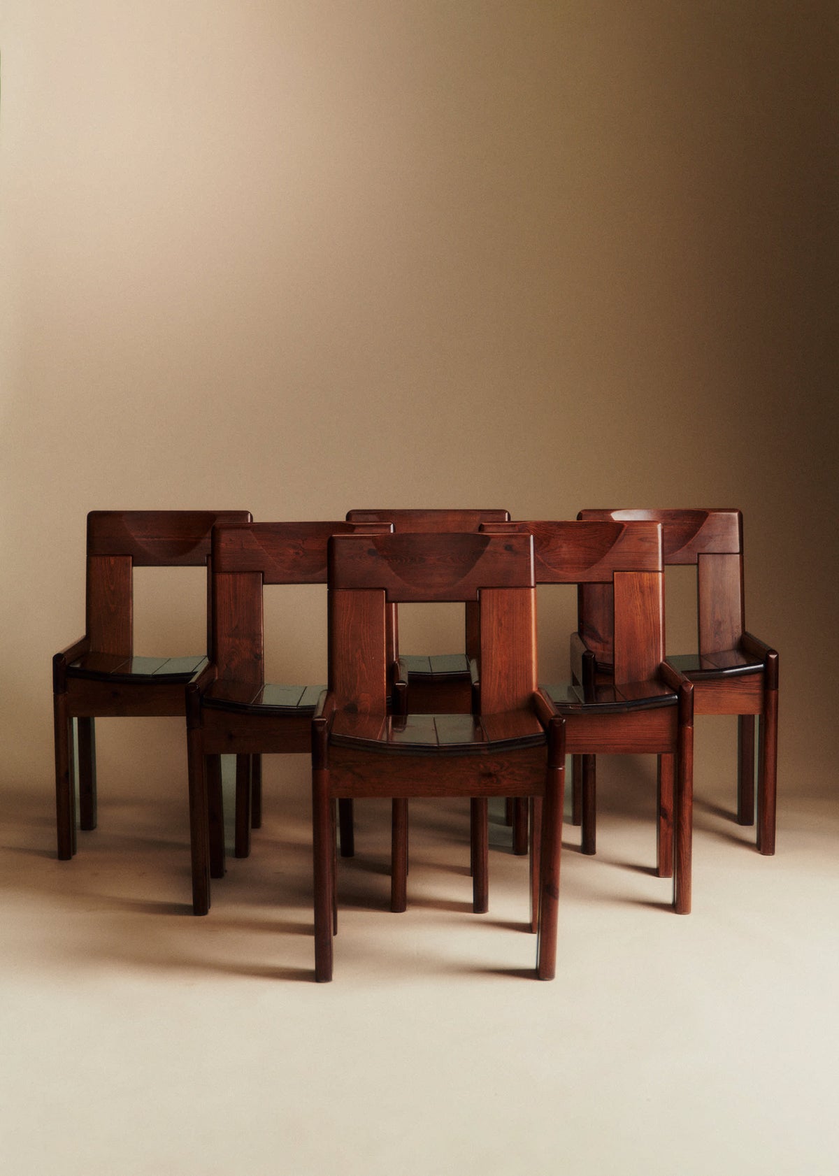 Lot de 6 chaises Silvio Coppola pour Roche Bobois années 1970 - Pin massif