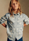 Chemise Maxine - Petit Sézane x Baziszt - Broderie Folk Ecru Fond Bleu