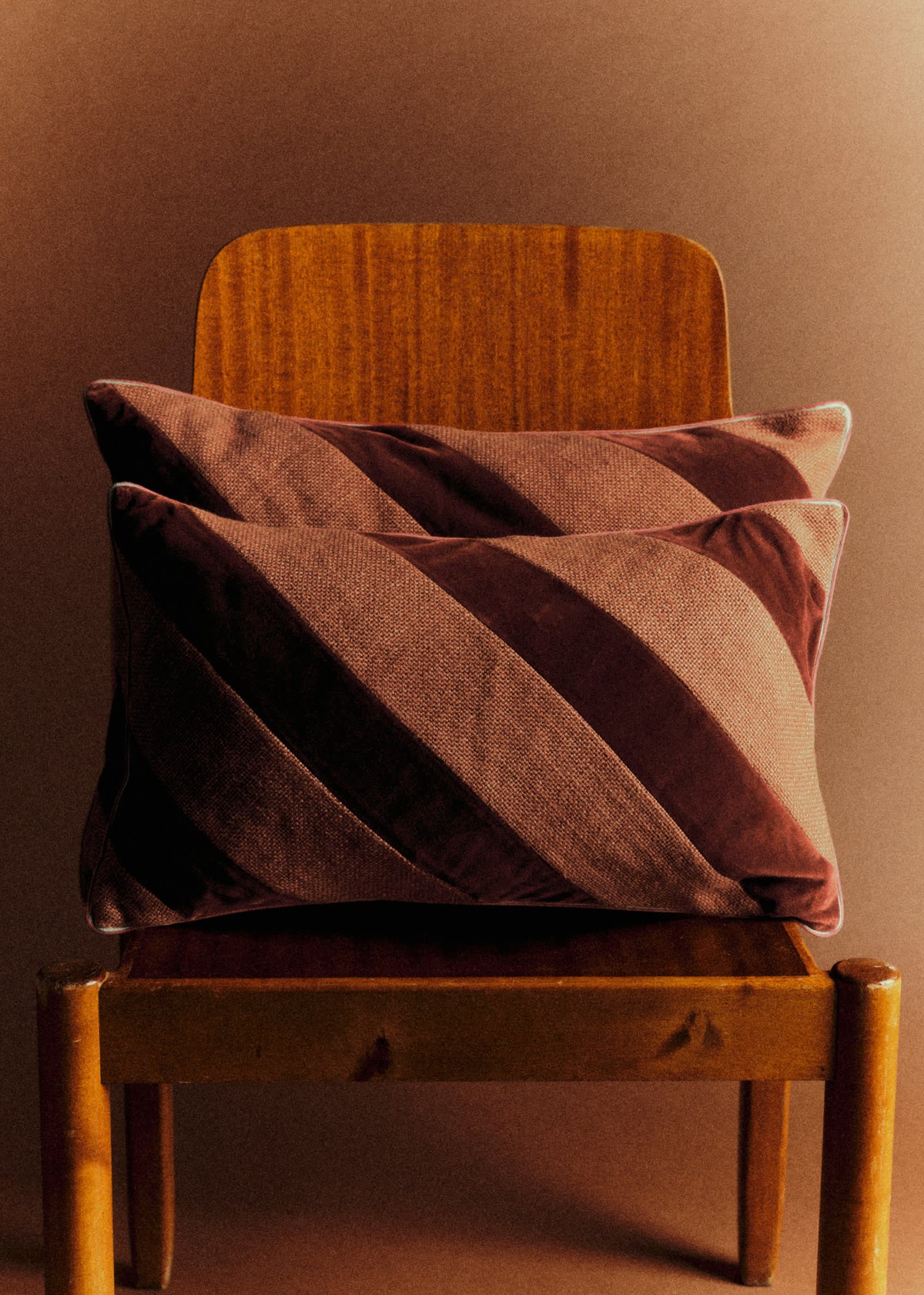 Coussin Toile Lin et Velours - Grand modèle - Terre de sienne