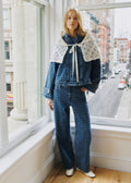 Pantalon Le 90's - Sézane x Sea NY - Broderie Marine Fond Denim