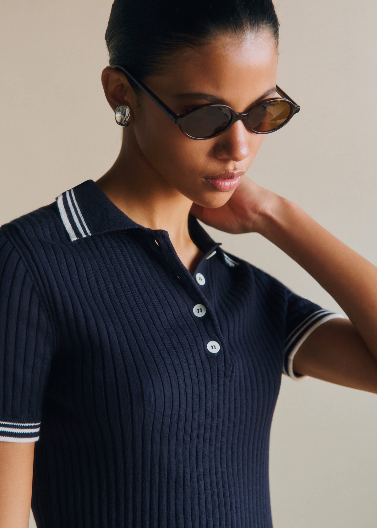 Maille Jean - Marine Détails Ecru