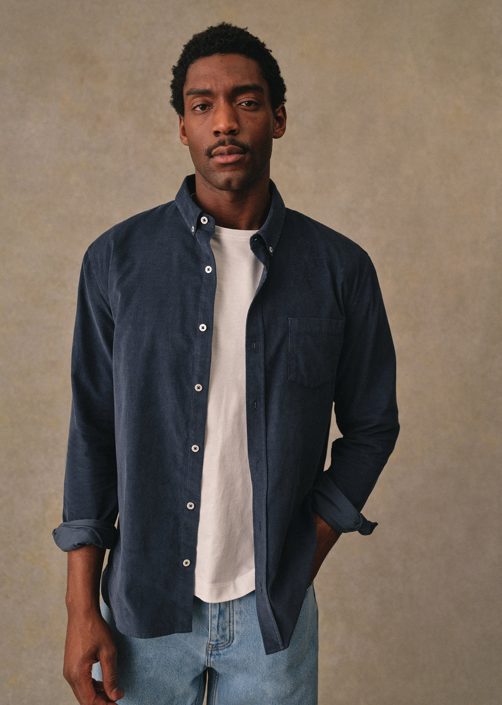 Chemise Charlie Velours - Bleu Pétrole