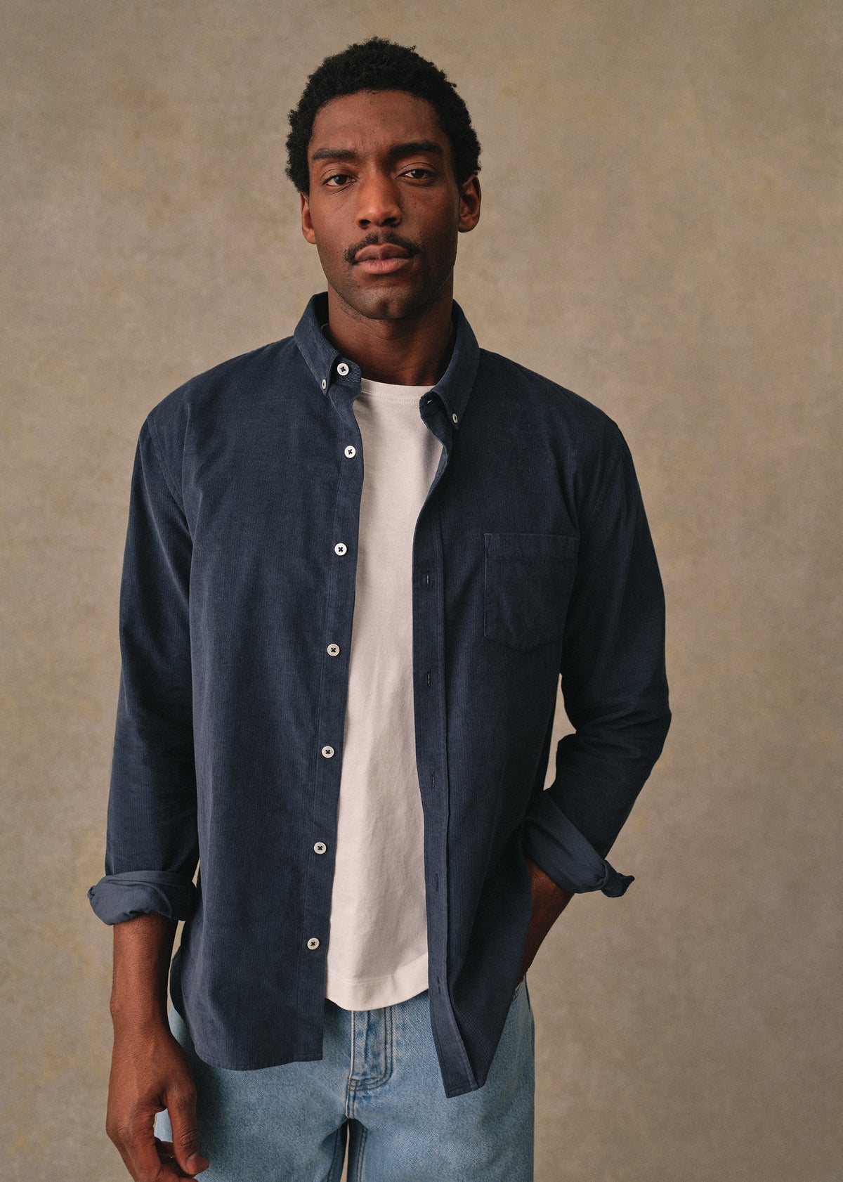 Chemise Charlie Velours - Bleu Pétrole