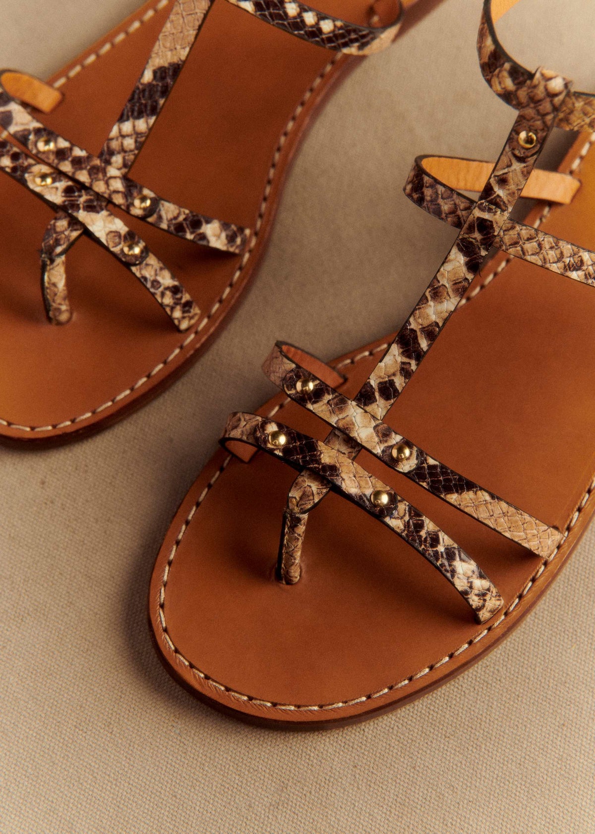 Sandales Low Célia - Ecru Python Multi