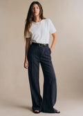 Pantalon Matheo - Rayures Tennis Écru Fond Bleu