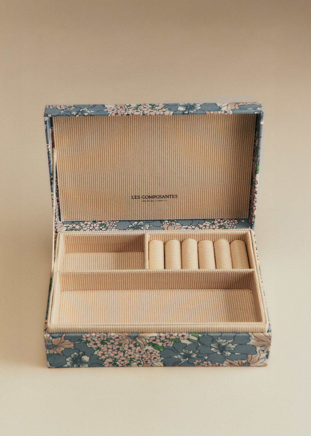Boîte bijoux matelassée - Imprimé Bleu des Prés