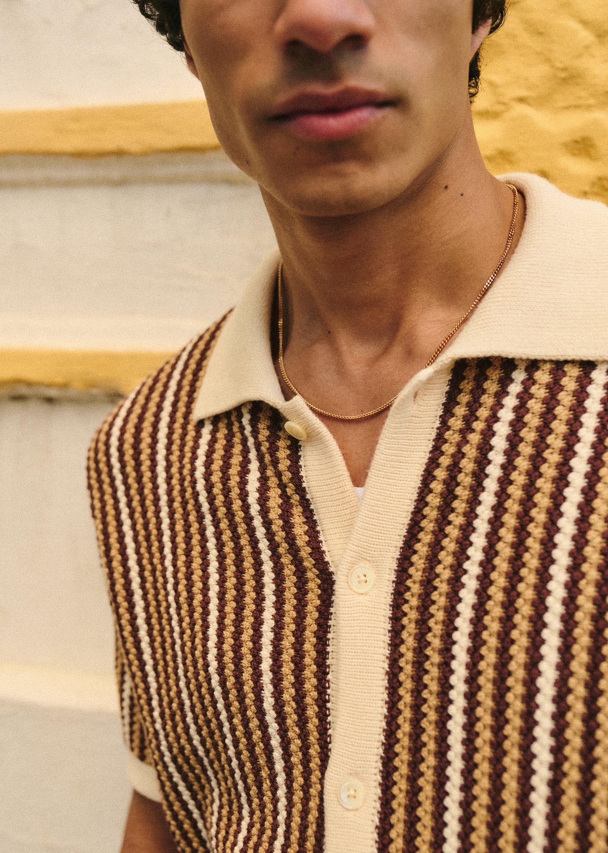 Chemise Maille Angelo - Ecru / Marron
