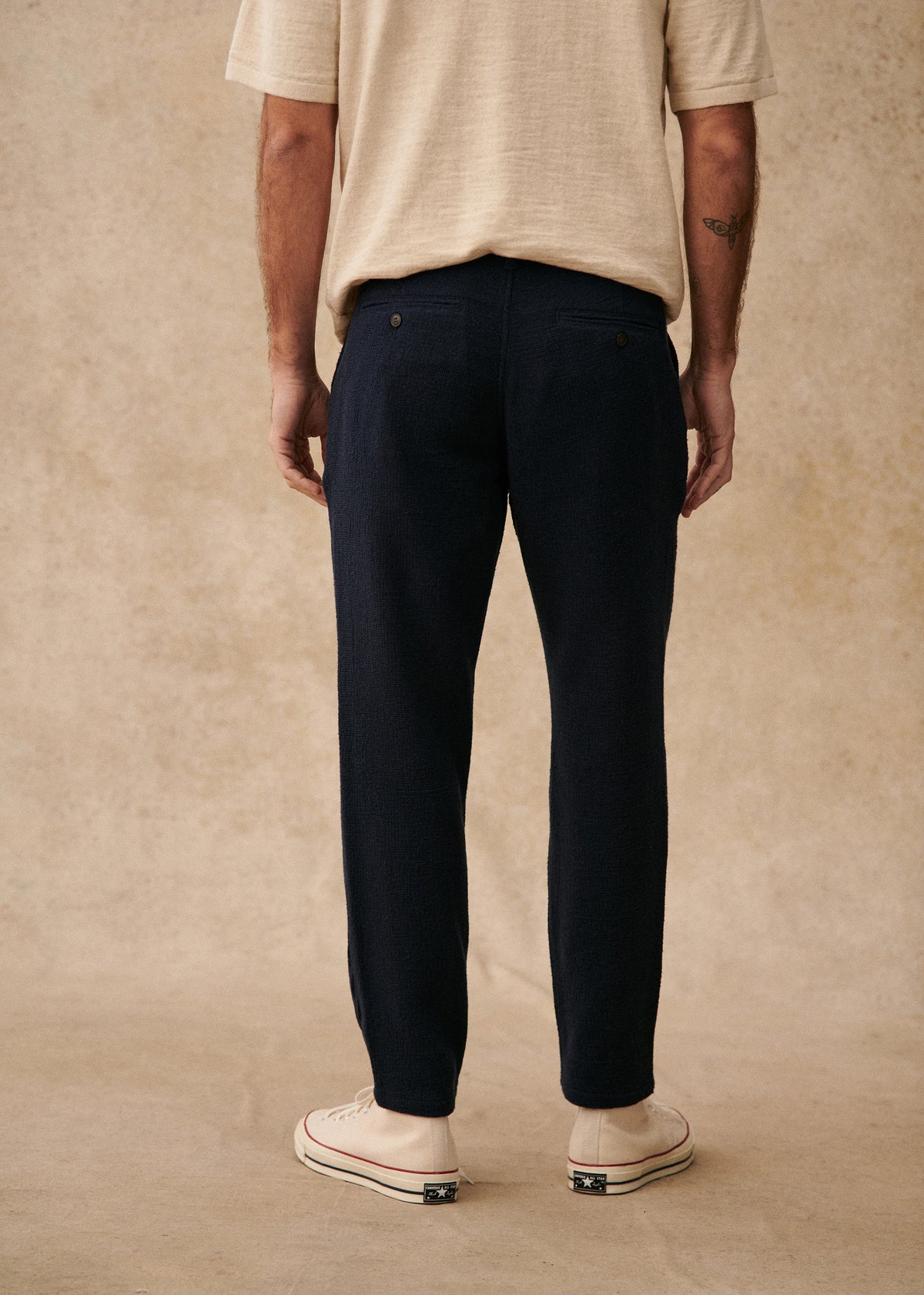 Pantalon Bergame - Marine texturé