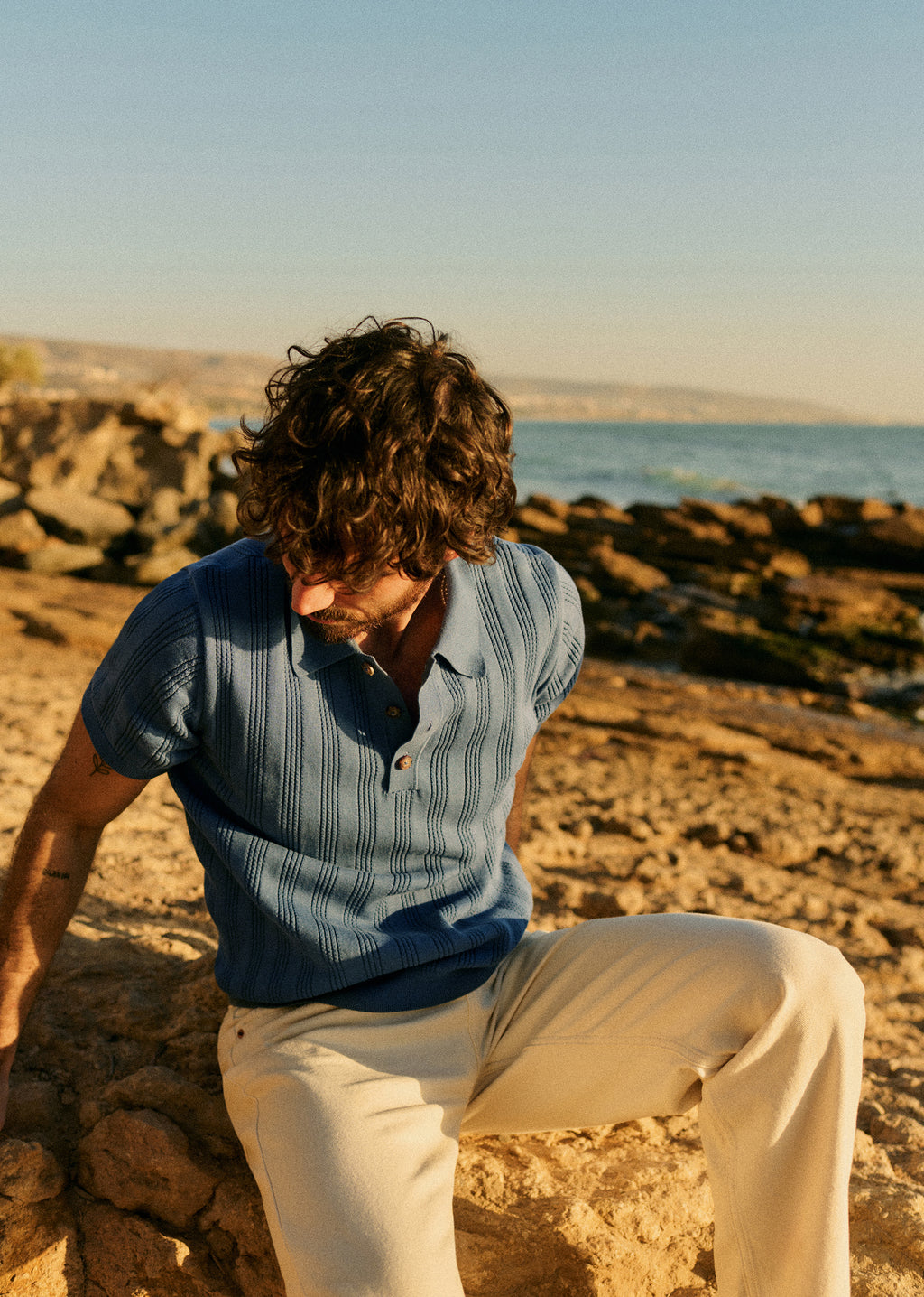 Polo Maille Rio - Bleu Acier