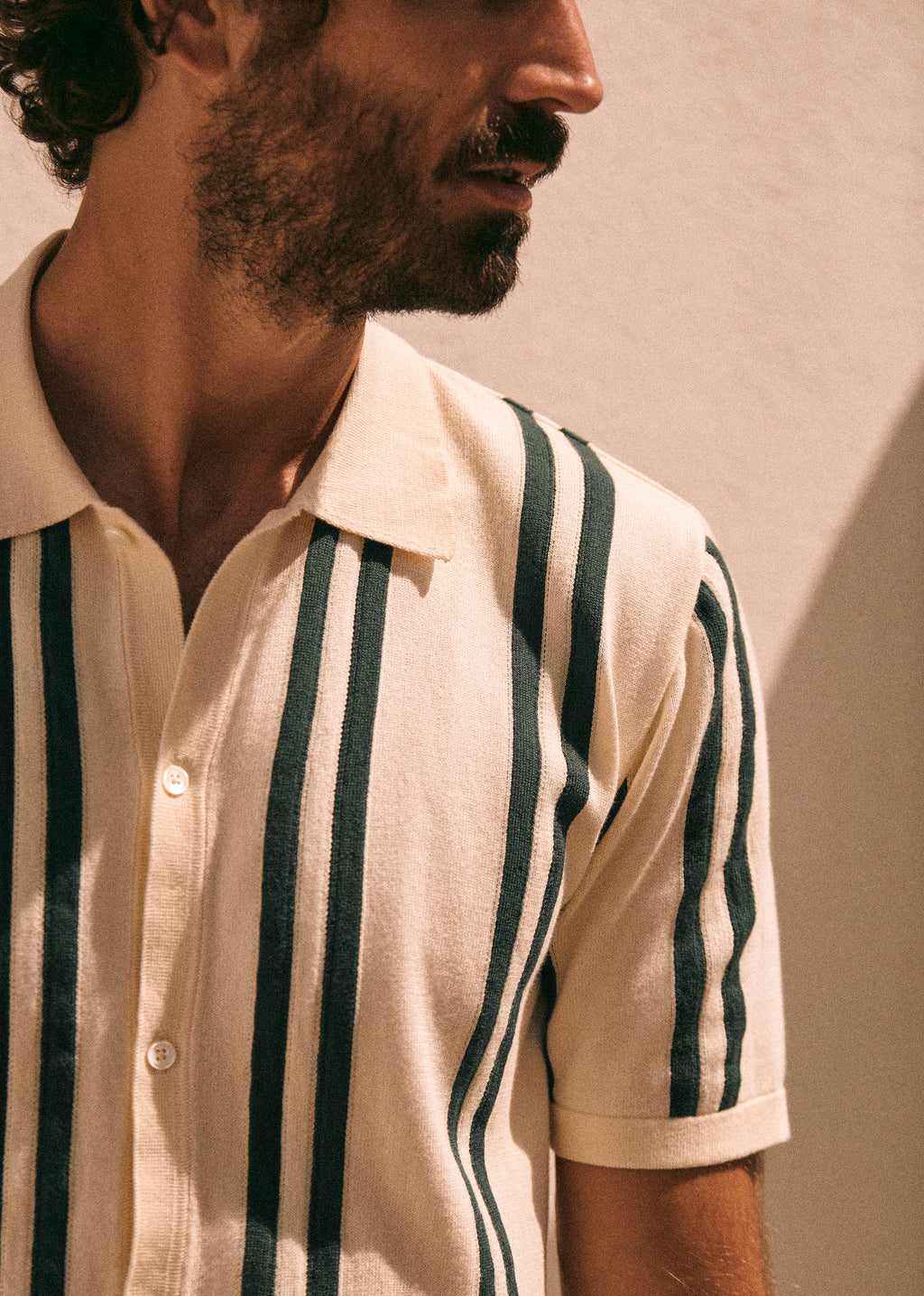 Chemise Maille Braden - Écru Rayures Vertes