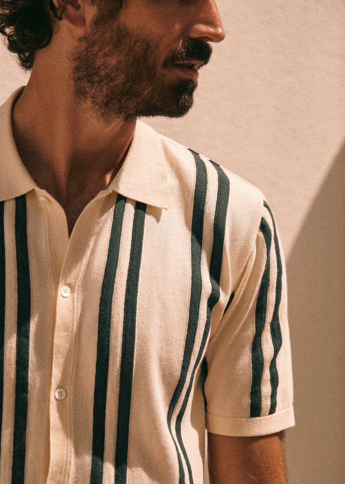 Chemise Maille Braden - Écru Rayures Vertes
