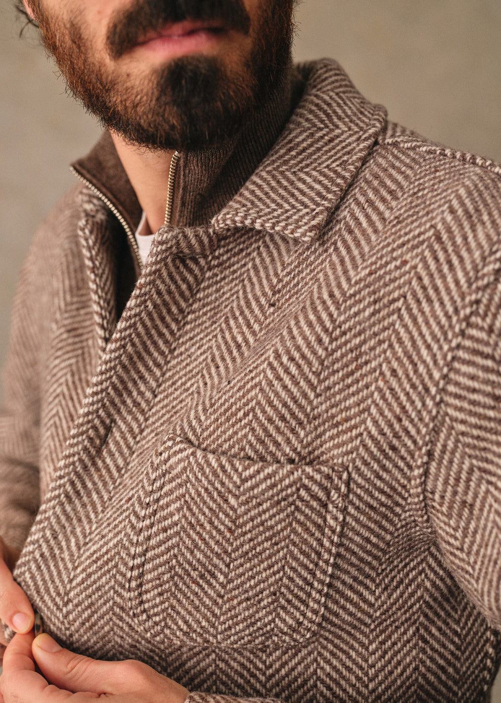 Veste Nelson - Chevrons Écru / Marron