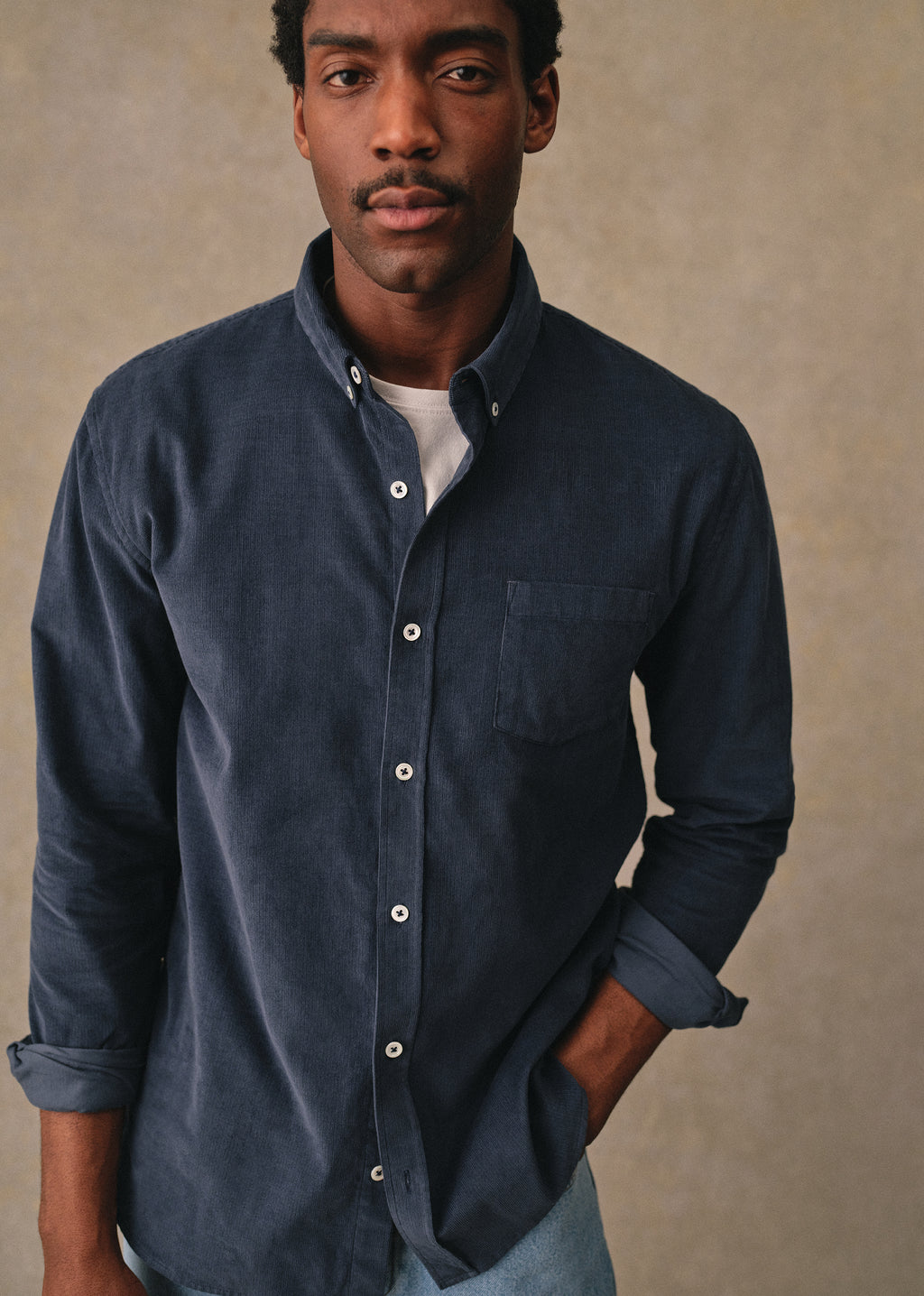 Chemise Charlie Velours - Bleu Pétrole
