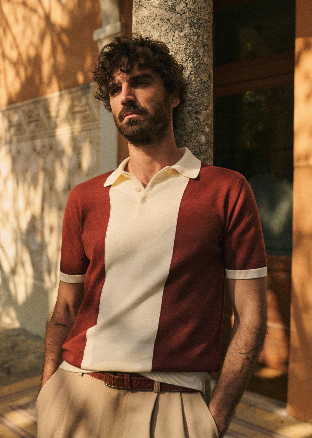 Polo Maille Tommaso - Rouille / Écru