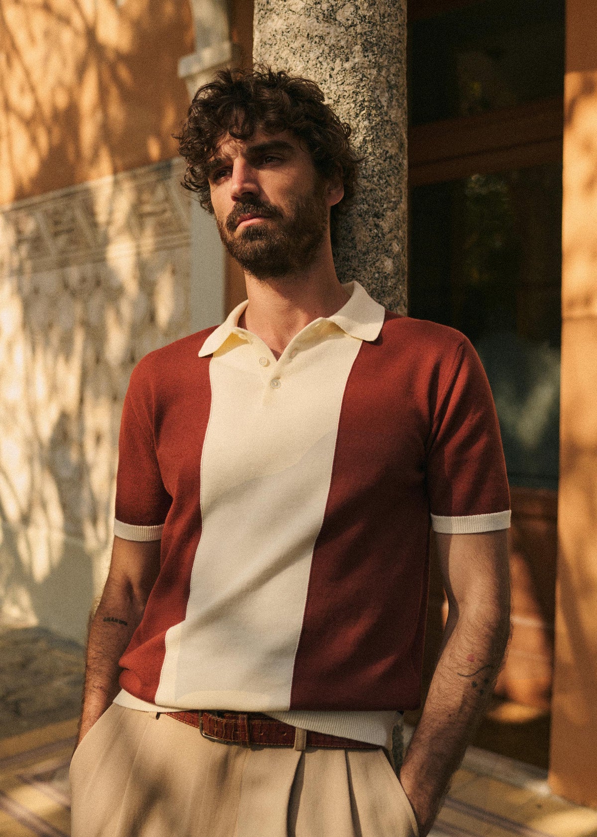 Polo Maille Tommaso - Rouille / Écru