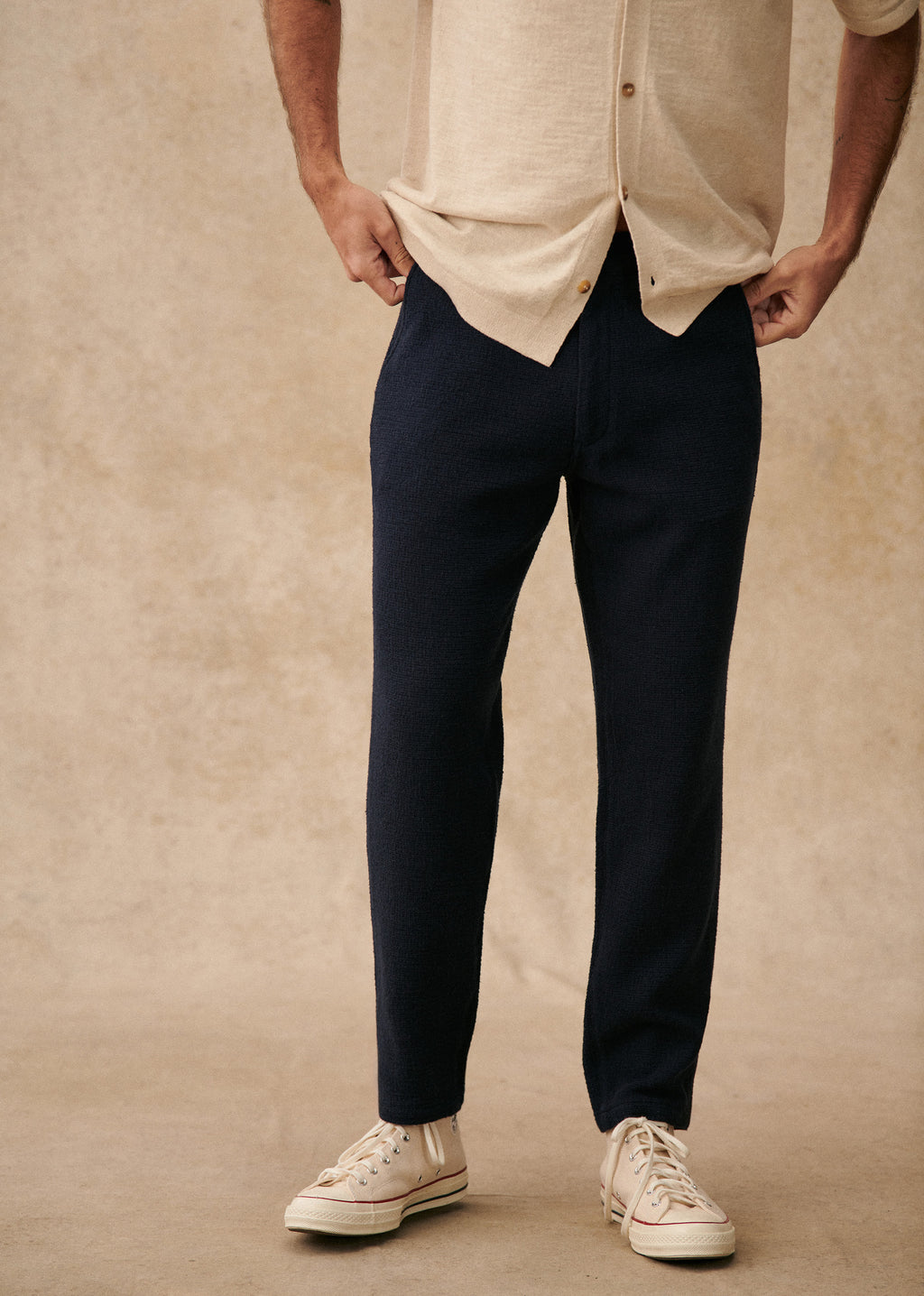 Pantalon Bergame - Marine texturé