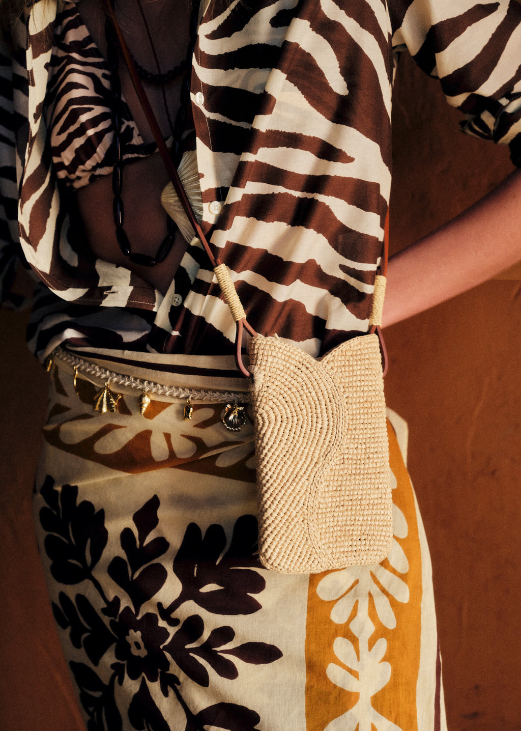 Pochette ELISE - Raphia Naturel Fleurs