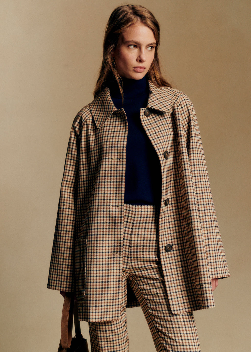 Manteau Gabriel - Carreaux Camel Beige et Noir