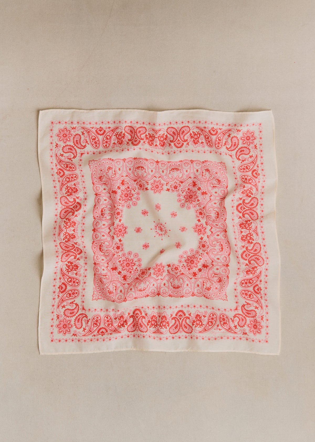 Foulard Gaston - Imprimé Bandana Écru Rose