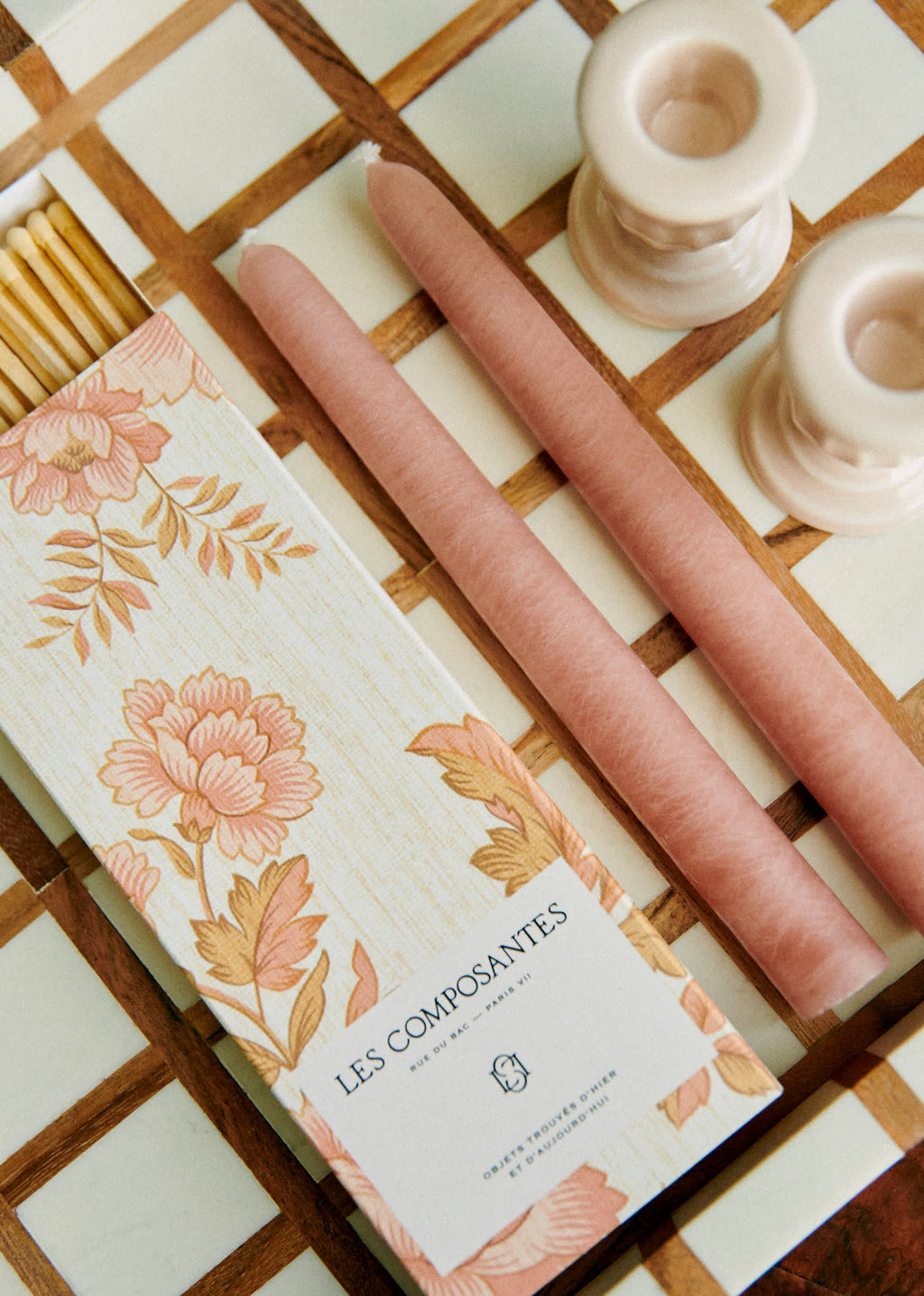 Boîte d'allumettes - Imprimé Sérénade Rose et Café