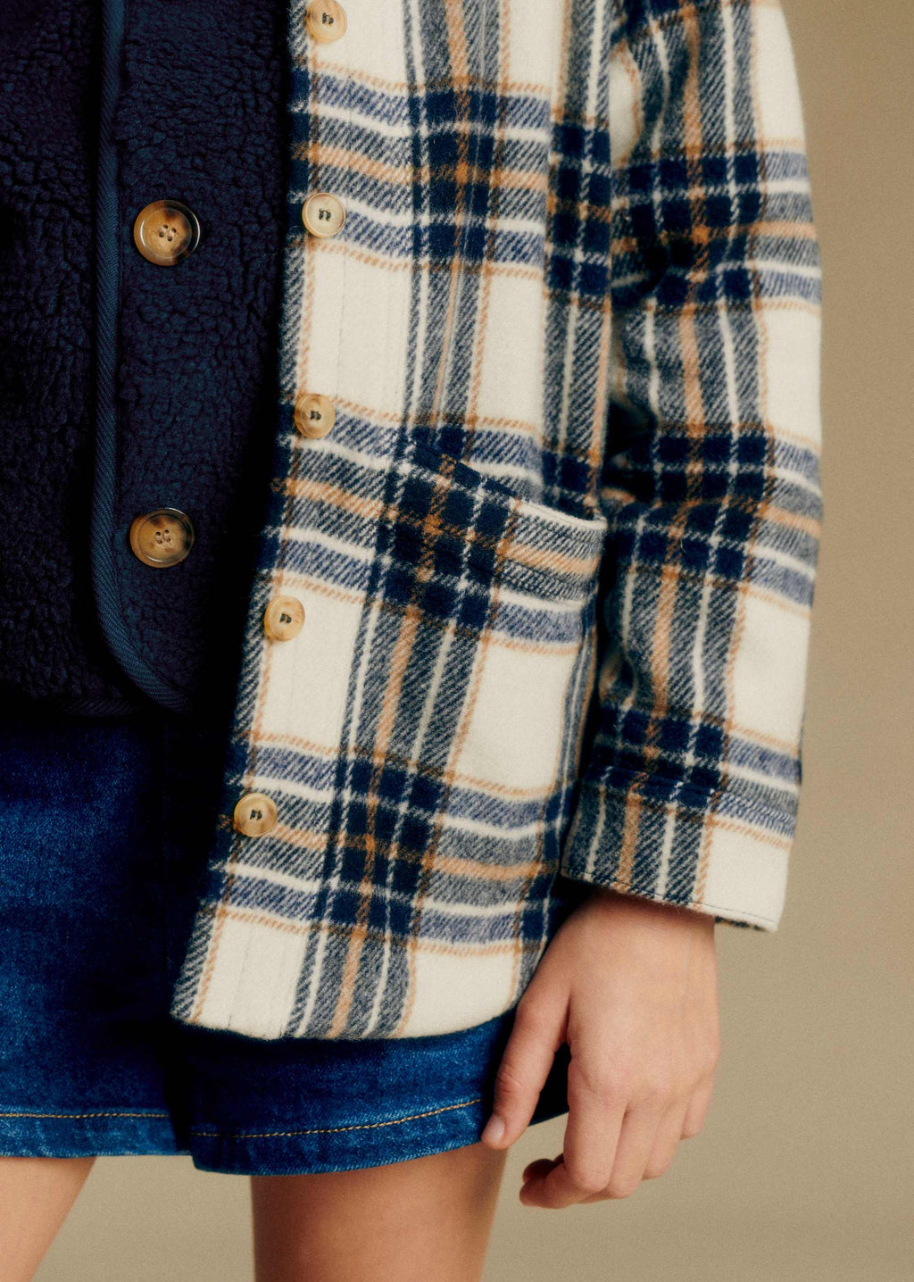 Veste Willy - Carreaux Ecru / Marine