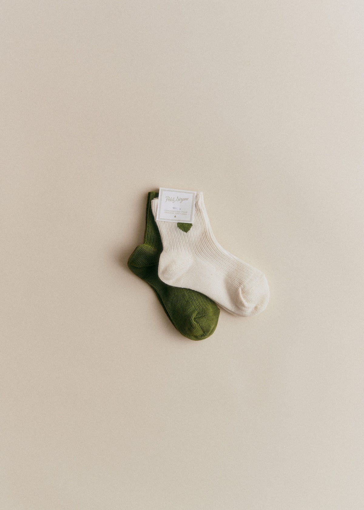 Lot de 2 chaussettes Coeurs - Écru Coeur / Trèfle Vert Chance