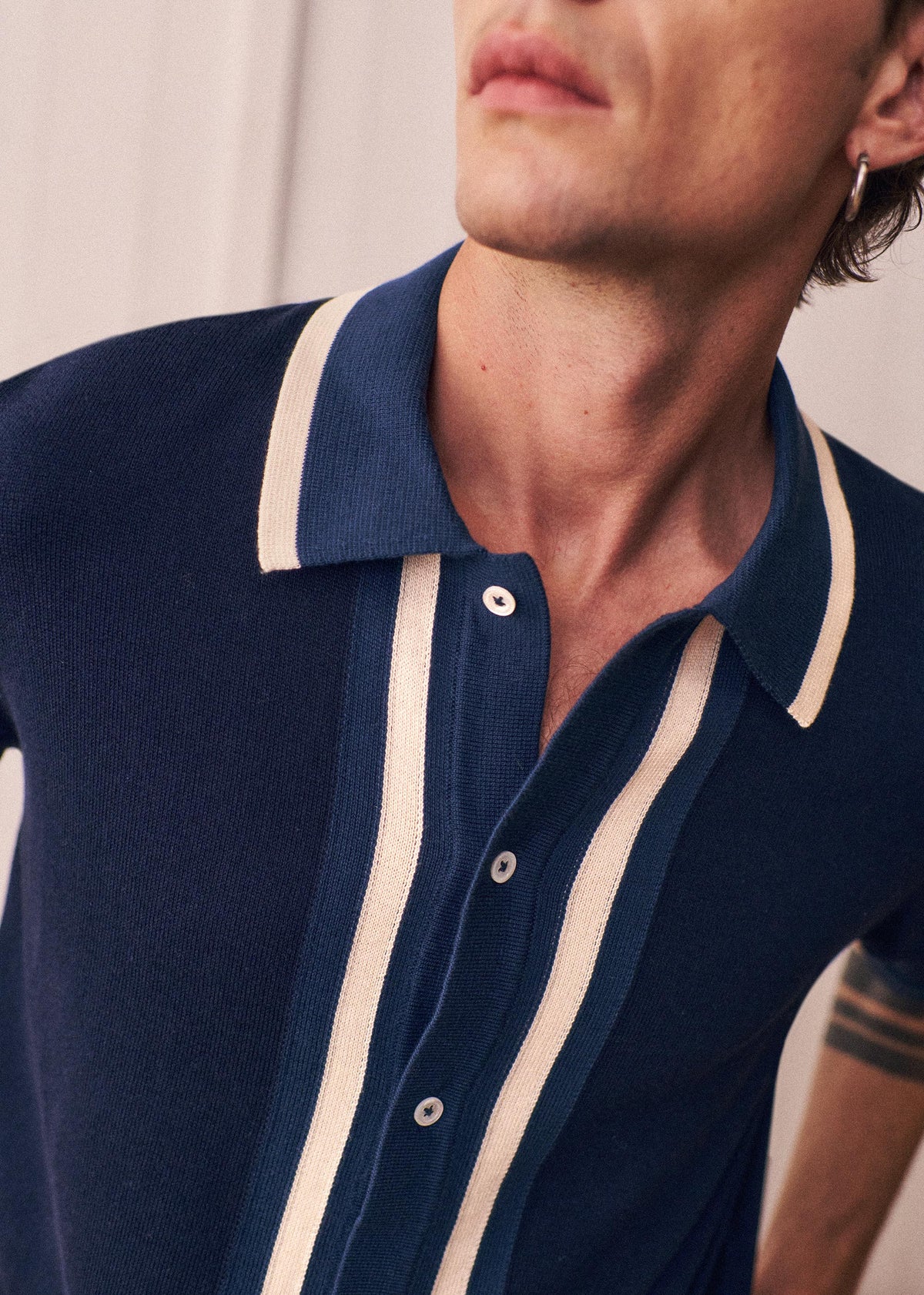 Chemise Maille Mateo - Marine / Ecru