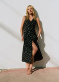 Robe Fitia - Imprimé Pois Beige Fond Noir
