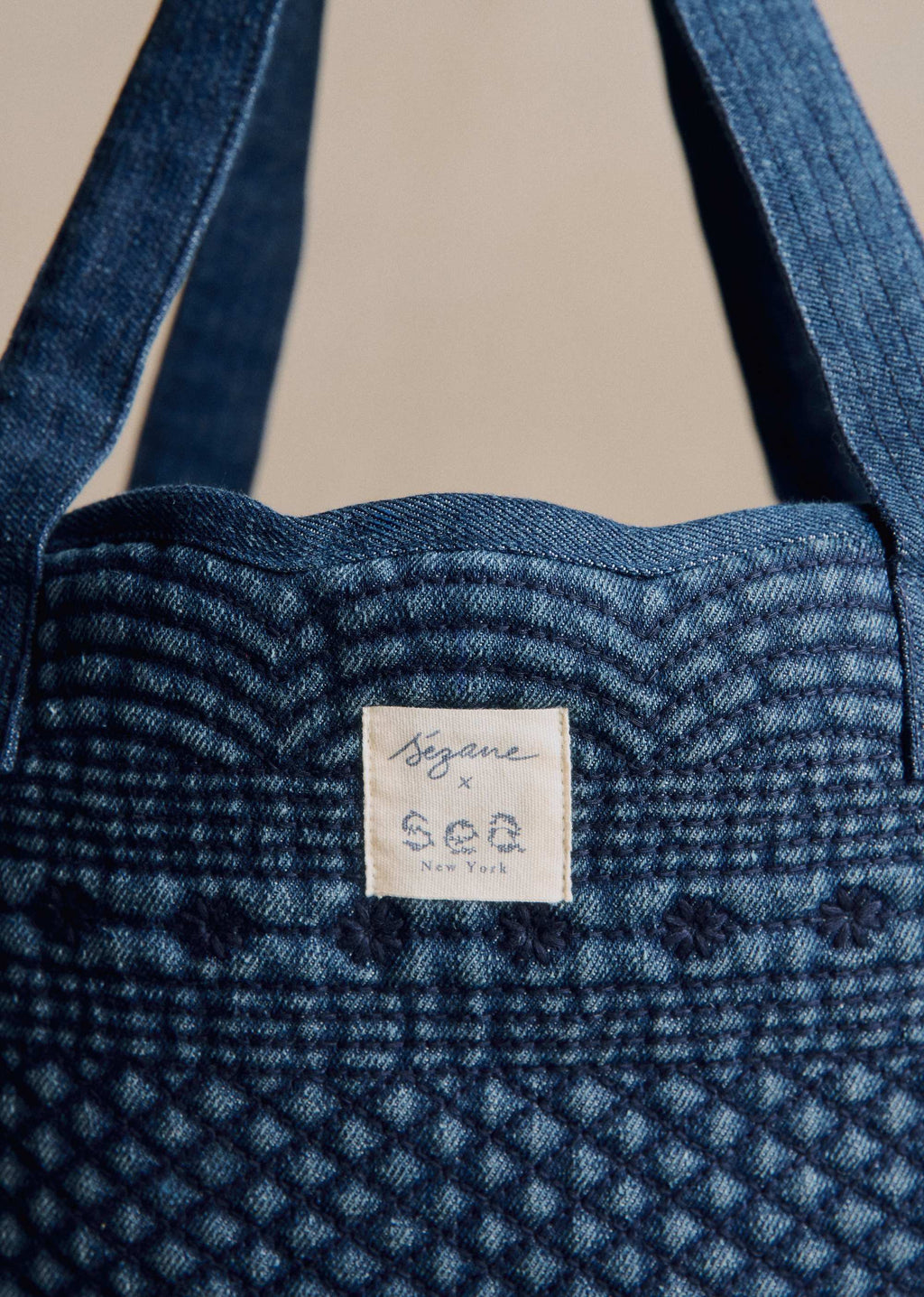 Cabas denim - SEA NY X SÉZANE - Bleu Denim Brodé