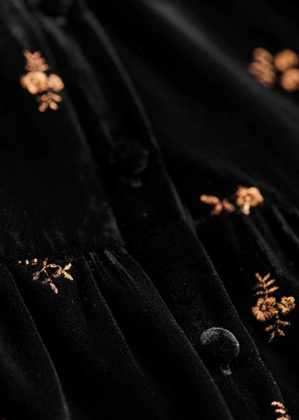 Robe Louise - Noir / Broderie Bronze