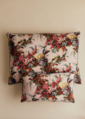 Coussin vintage velours bleu - Petit modèle - Imprimé Branches Multico