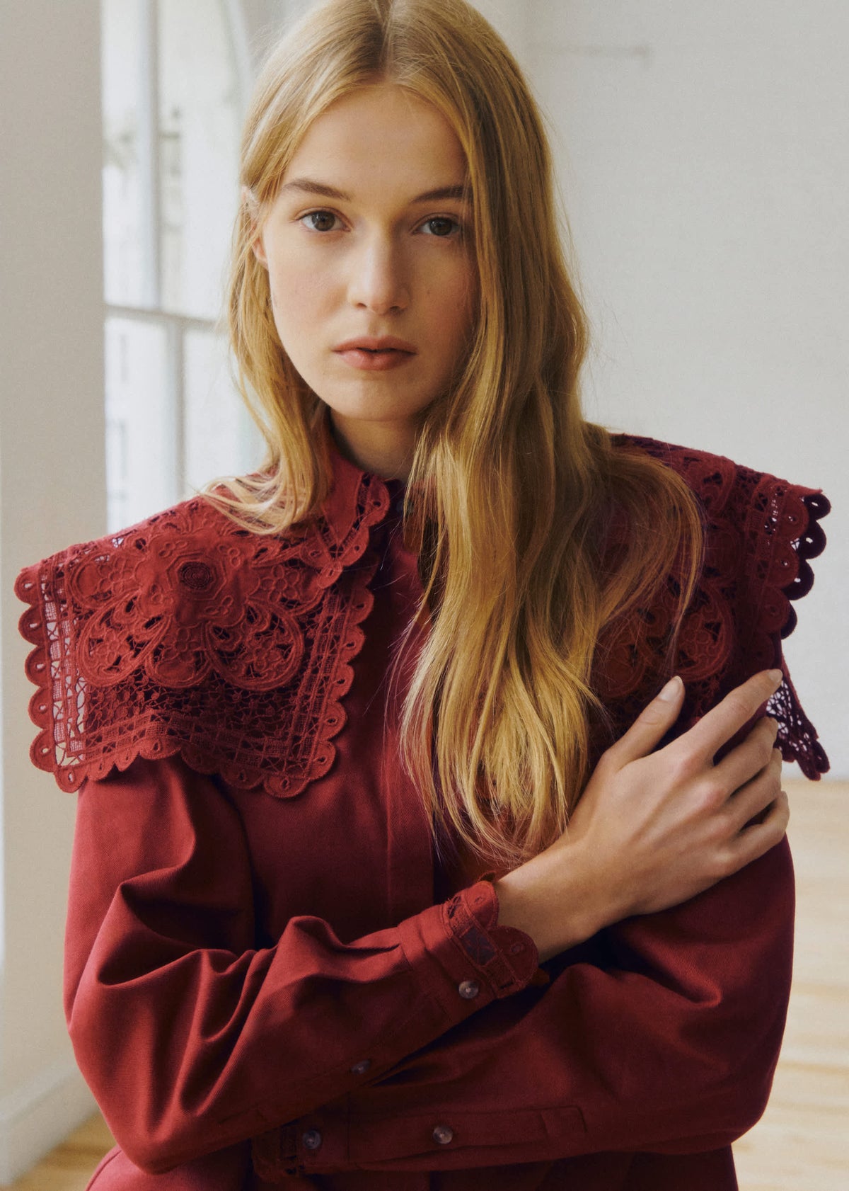 Chemise Astrid - Sézane x SEA NY - Broderie Unie Bordeaux